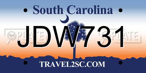 JDW731 South Carolina License Plate