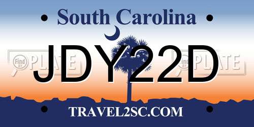 JDY22D South Carolina License Plate