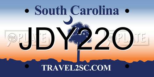 JDY22O South Carolina License Plate