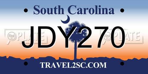 JDY270 South Carolina License Plate