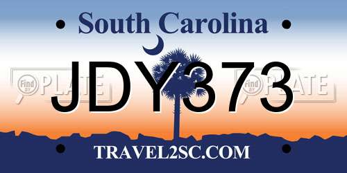JDY373 South Carolina License Plate