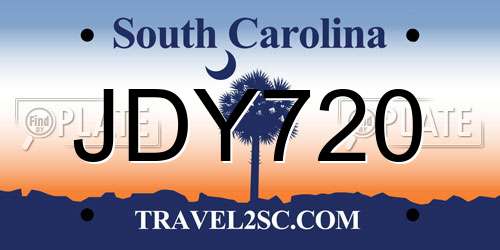 JDY720 South Carolina License Plate
