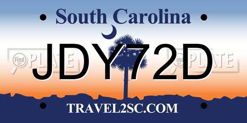 JDY72D South Carolina License Plate