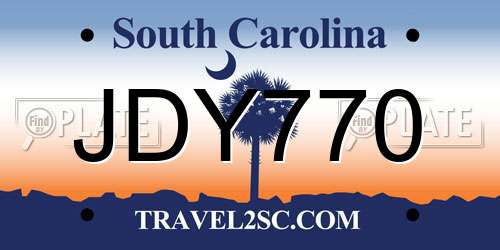 JDY770 South Carolina License Plate