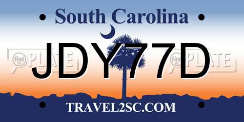 JDY77D South Carolina License Plate