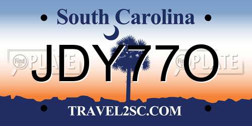 JDY77O South Carolina License Plate