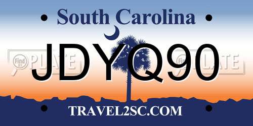 JDYQ90 South Carolina License Plate