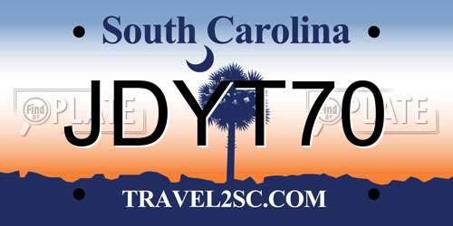 JDYT70 South Carolina License Plate