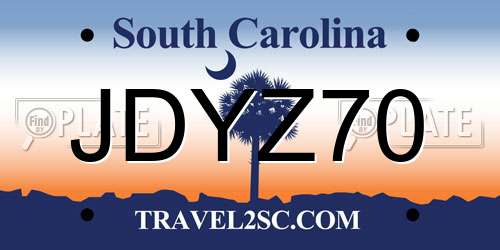 JDYZ70 South Carolina License Plate