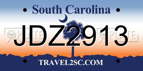JDZ2913 South Carolina License Plate