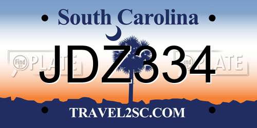 JDZ334 South Carolina License Plate