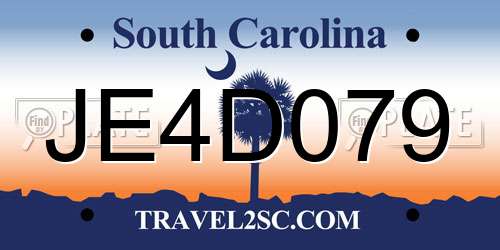JE4D079 South Carolina License Plate