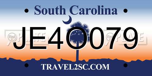 JE4O079 South Carolina License Plate