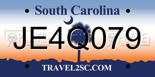 JE4Q079 South Carolina License Plate