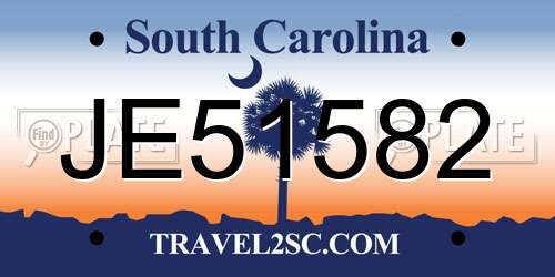 JE51582 South Carolina License Plate