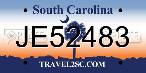 JE52483 South Carolina License Plate