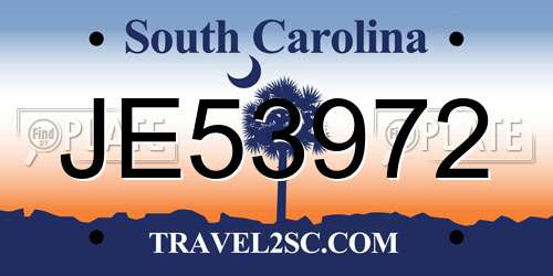 JE53972 South Carolina License Plate