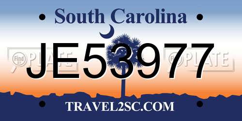 JE53977 South Carolina License Plate