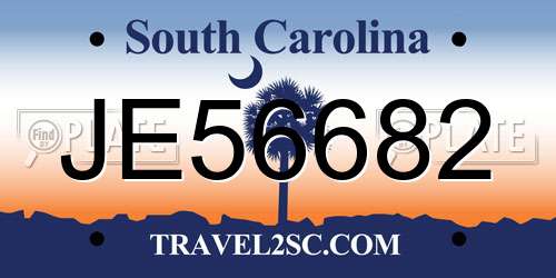 JE56682 South Carolina License Plate