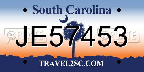 JE57453 South Carolina License Plate