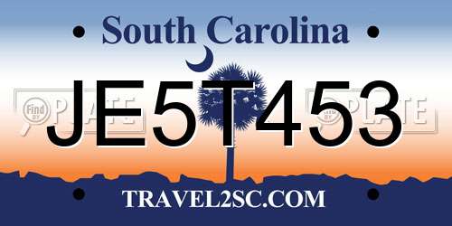 JE5T453 South Carolina License Plate