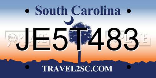 JE5T483 South Carolina License Plate