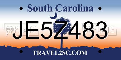 JE5Z483 South Carolina License Plate