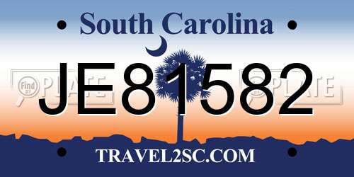 JE81582 South Carolina License Plate