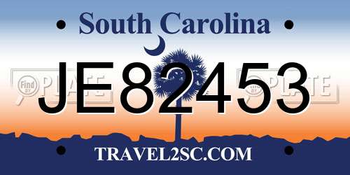 JE82453 South Carolina License Plate
