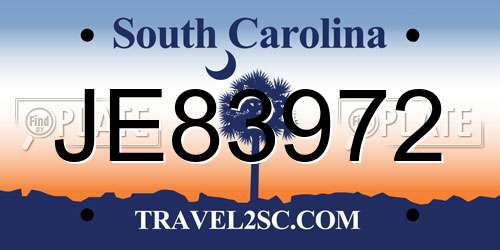JE83972 South Carolina License Plate