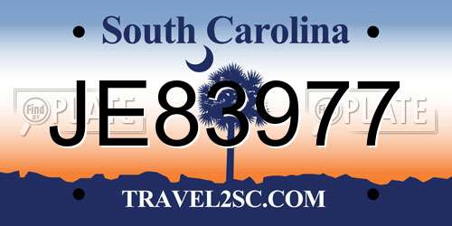JE83977 South Carolina License Plate