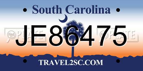 JE86475 South Carolina License Plate