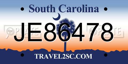 JE86478 South Carolina License Plate