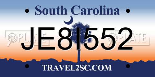JE8I552 South Carolina License Plate
