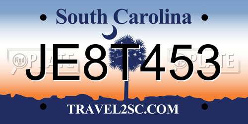 JE8T453 South Carolina License Plate