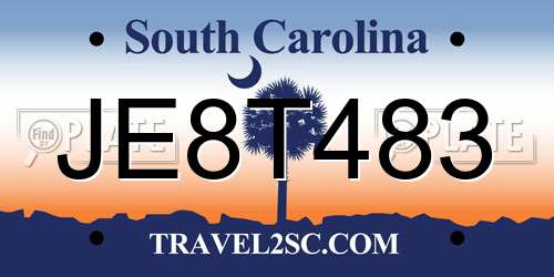 JE8T483 South Carolina License Plate