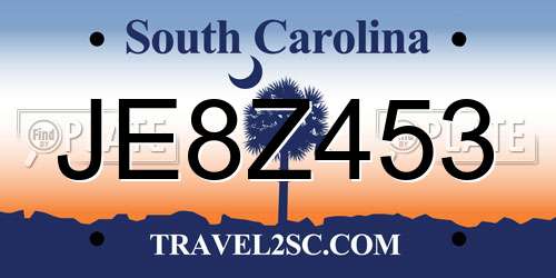 JE8Z453 South Carolina License Plate