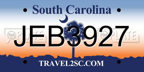 JEB3927 South Carolina License Plate