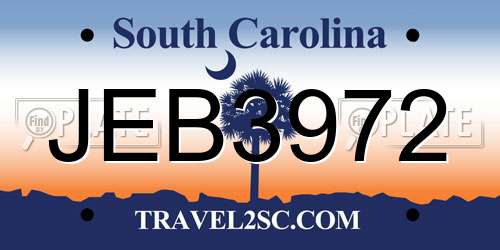 JEB3972 South Carolina License Plate