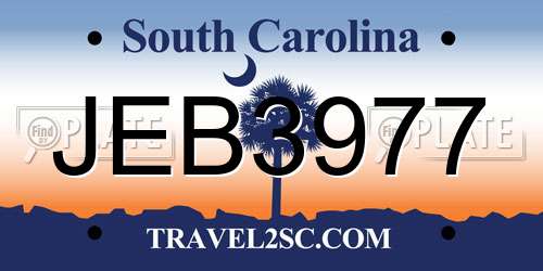 JEB3977 South Carolina License Plate