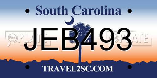 JEB493 South Carolina License Plate