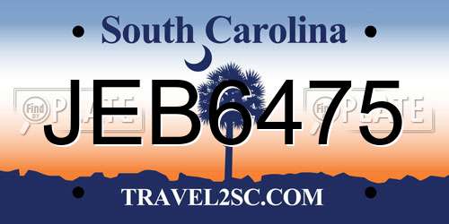 JEB6475 South Carolina License Plate