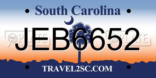 JEB6652 South Carolina License Plate