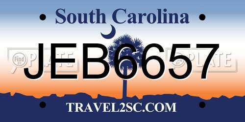 JEB6657 South Carolina License Plate