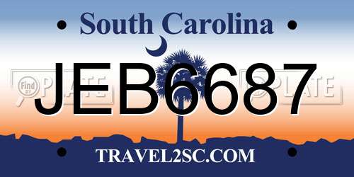 JEB6687 South Carolina License Plate