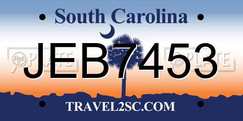 JEB7453 South Carolina License Plate