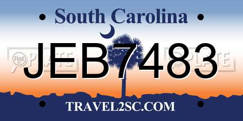 JEB7483 South Carolina License Plate