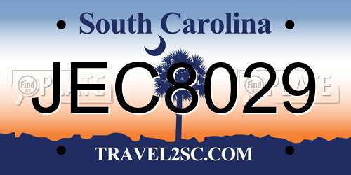 JEC8029 South Carolina License Plate