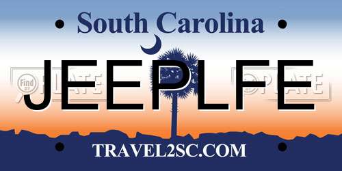 JEEPLFE South Carolina License Plate