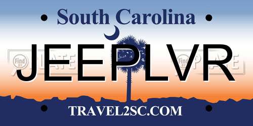 JEEPLVR South Carolina License Plate